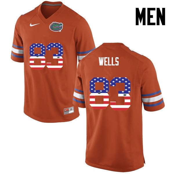 Men's NCAA Florida Gators Rick Wells #83 Stitched Authentic USA Flag Fashion Nike Orange College Football Jersey VNE4565LR